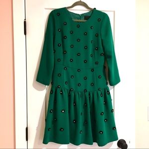 J.Crew Collection dress green flowers holiday 8